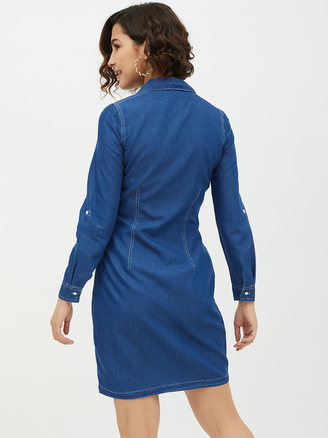Blue-Denim-Lapel-Collar-Shirt-Dress