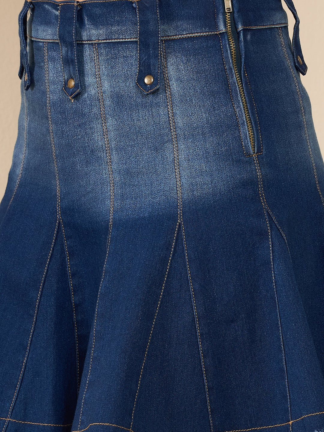 Blue-Denim-Loop-Detail-Skirt