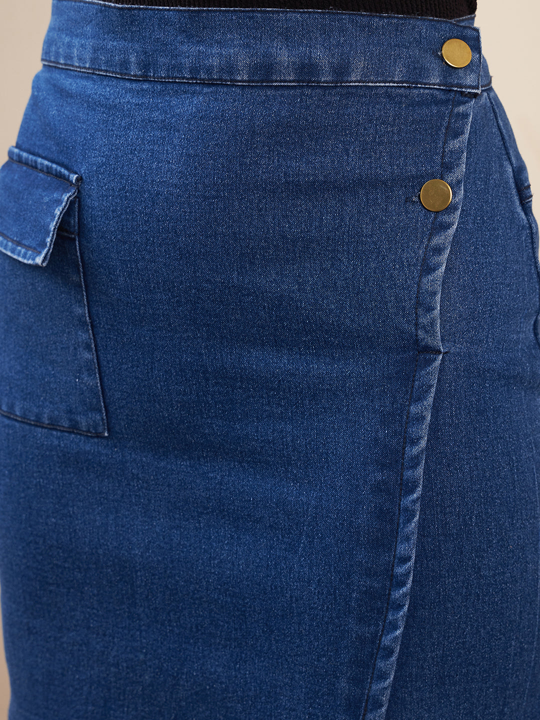 Blue-Denim-Lycra-Skirt-With-Front-Flap