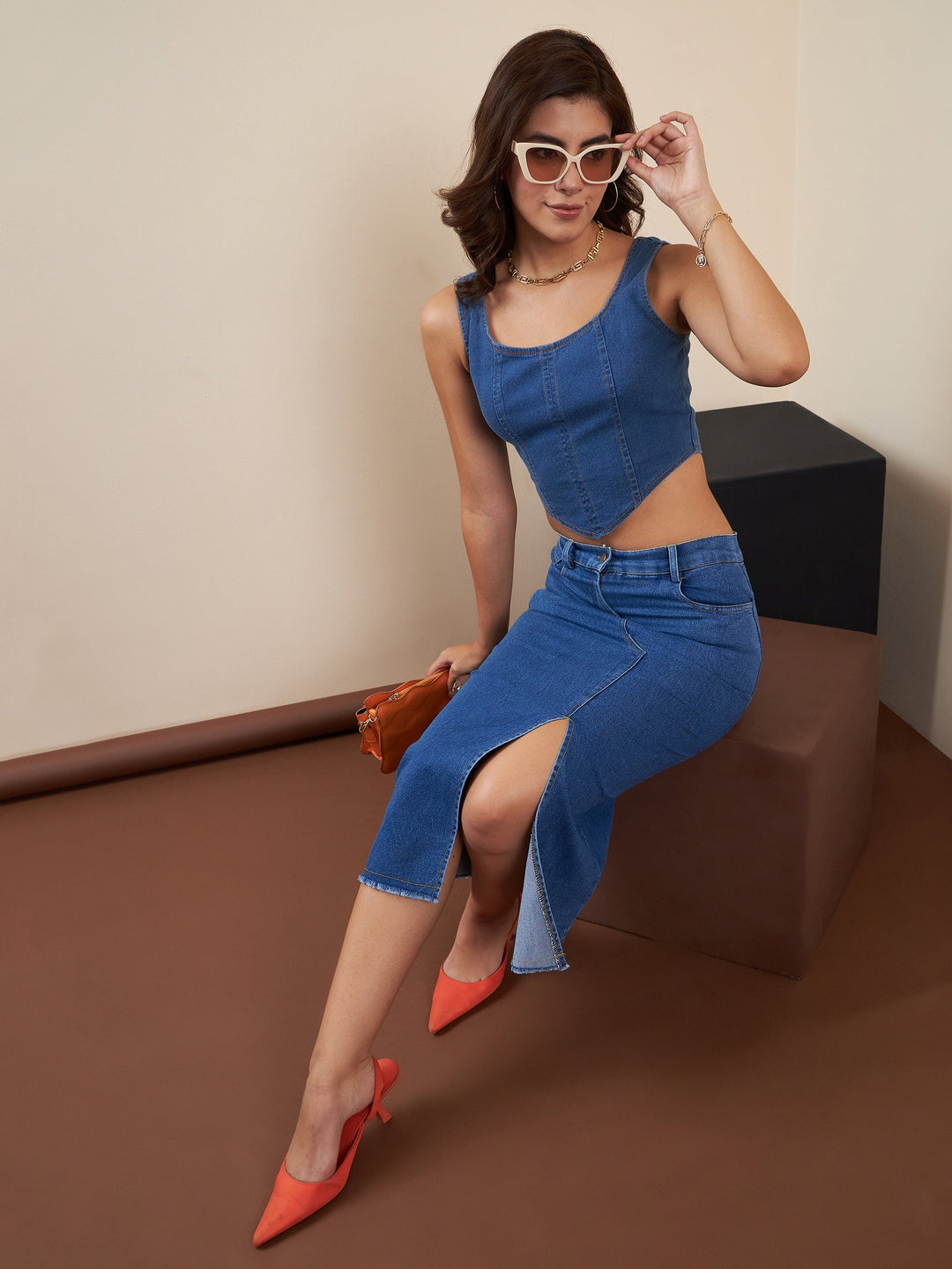 Blue-Denim-Lycra-Skirt-With-Side-Slit