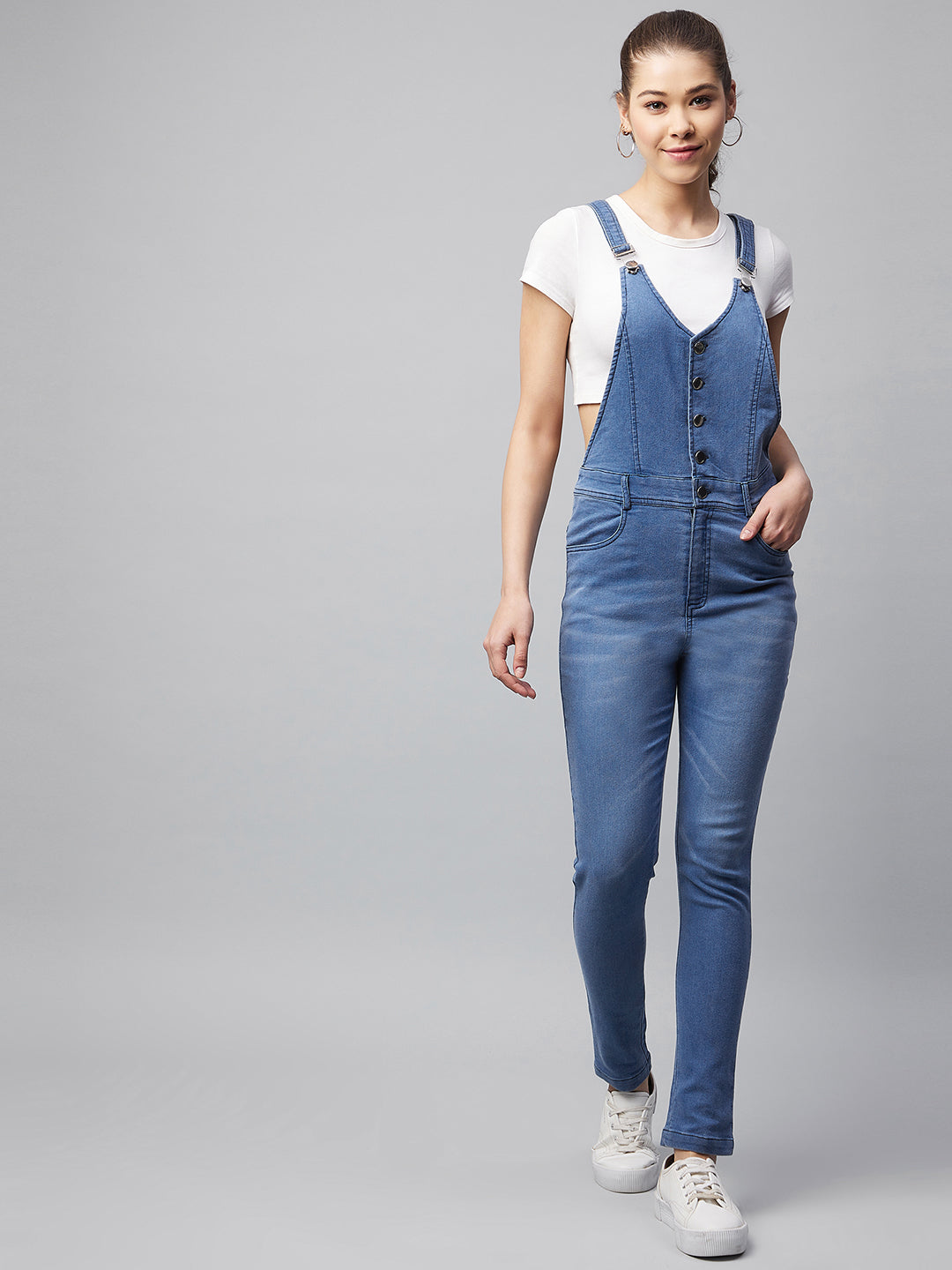 Blue-Denim-Lycra-Solid-Dungaree-(T-Shirt-Not-Included)