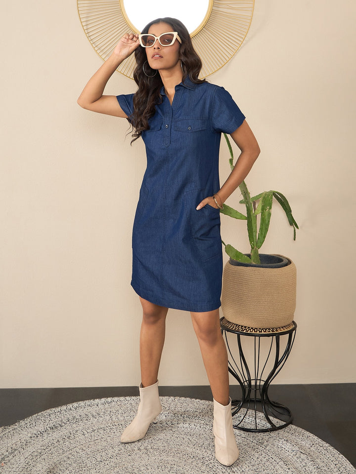 Blue-Denim-Mini-Dress-With-Pockets