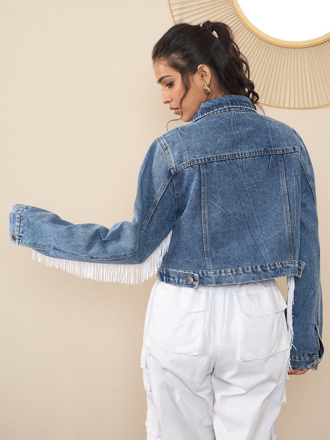 Blue-Denim-Sleeve-Fringes-Crop-Jacket