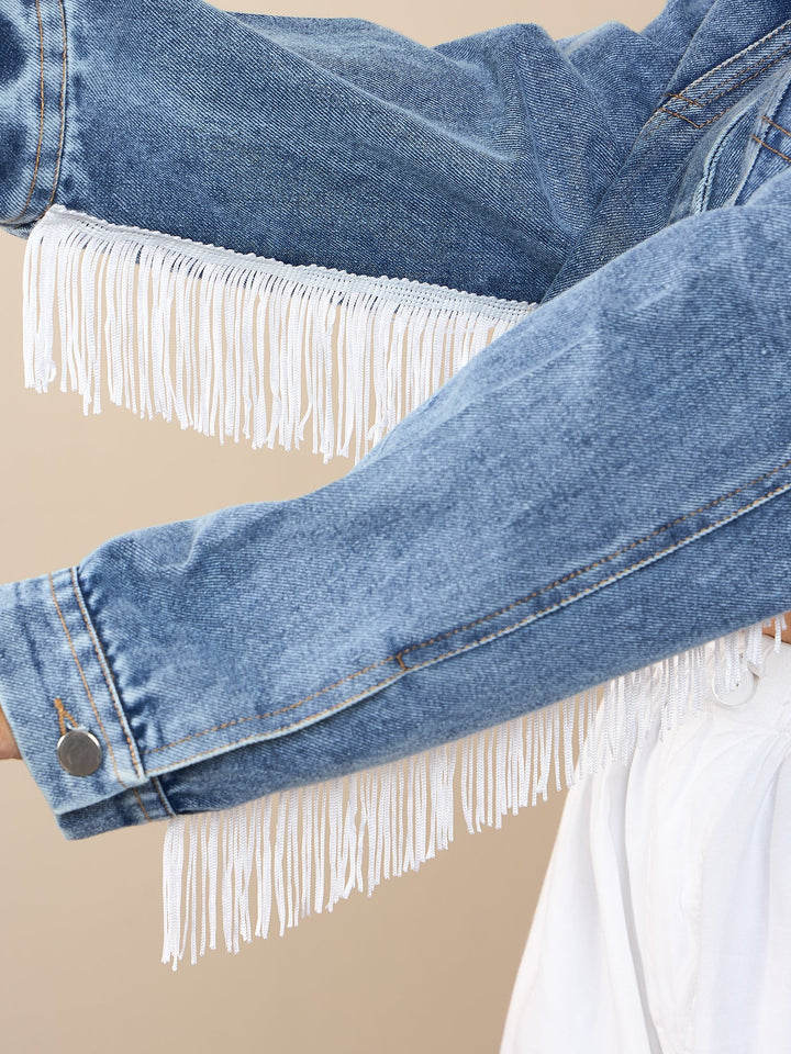 Blue-Denim-Sleeve-Fringes-Crop-Jacket