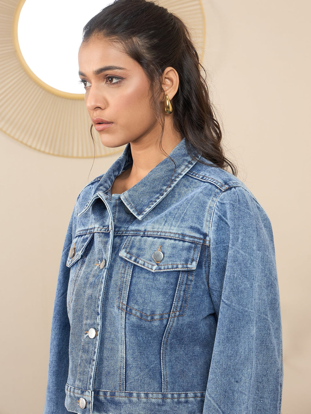 Blue-Denim-Sleeve-Fringes-Crop-Jacket