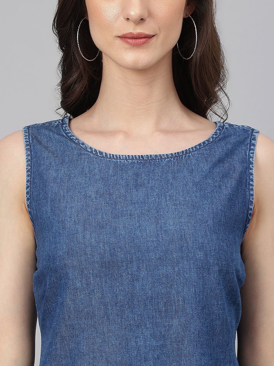 Blue-Denim-Straight-Calf-Length-Dress