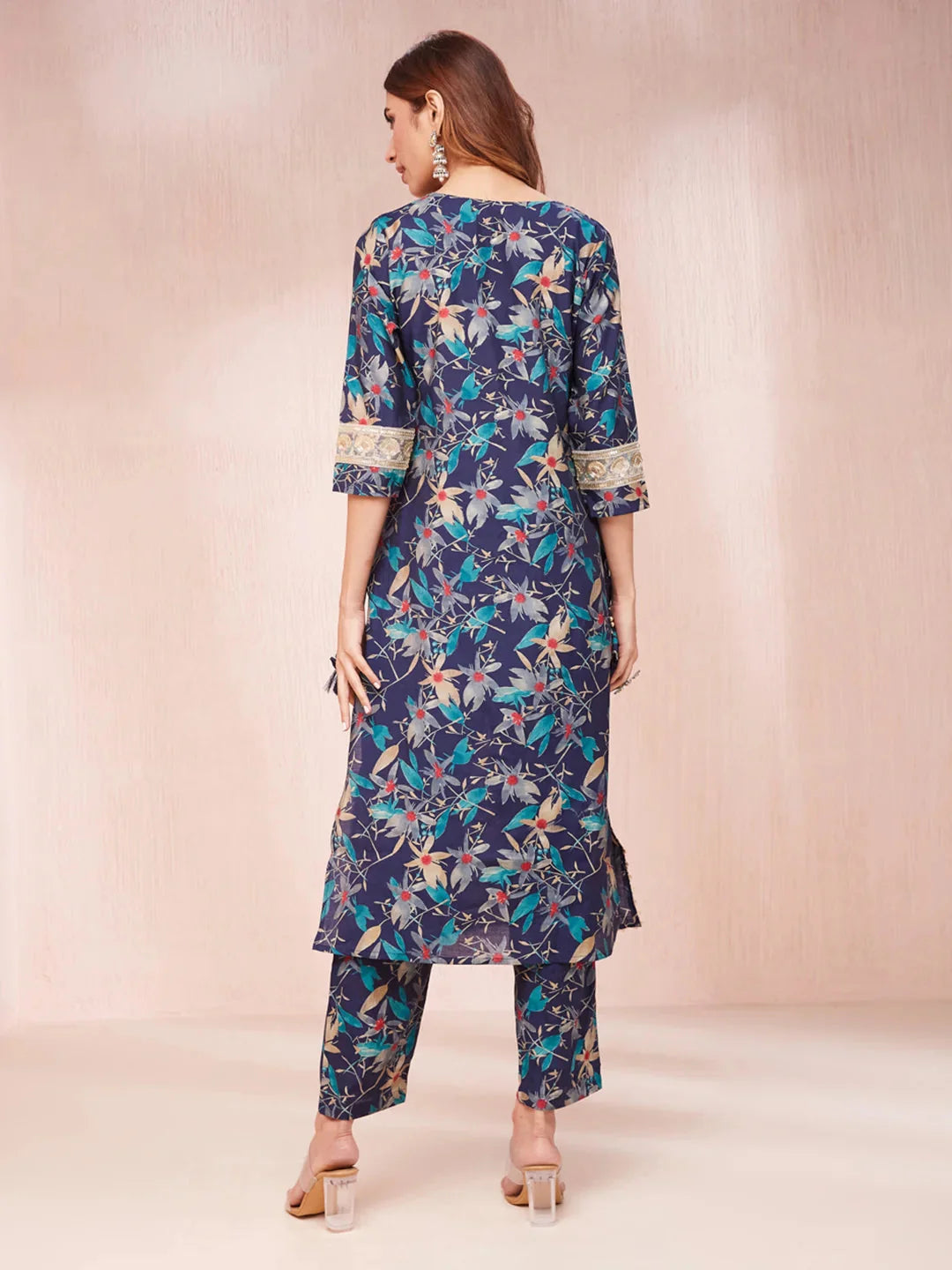 Blue-Silk-Blend-Floral-Print-Sequins-Work-3-Piece-Kurta-Set