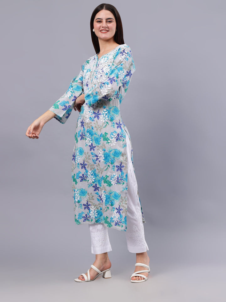 Blue-Mulmul-Embroidered-Chikankari-Kurti