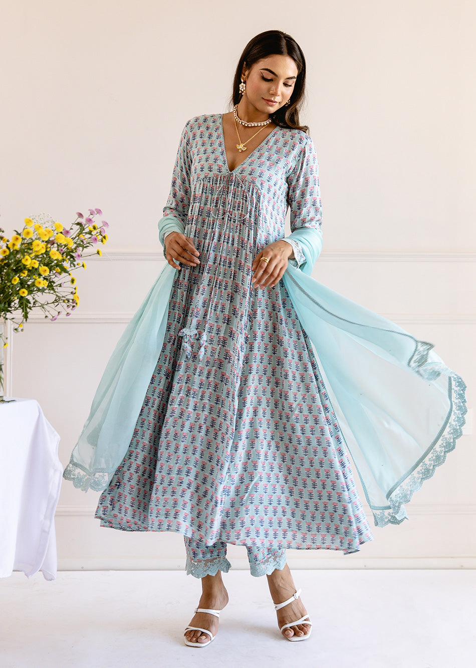 Blue-Muslin-Silk-Printed-Cross-Gather-Anarkali-Set