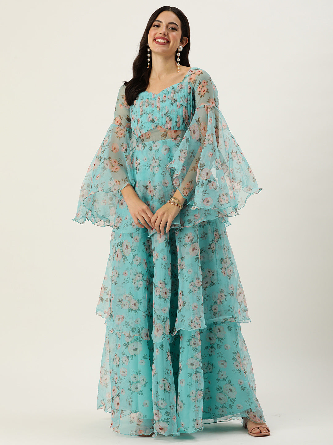 Blue-Organza-Digital-Printed-Layered-Gown