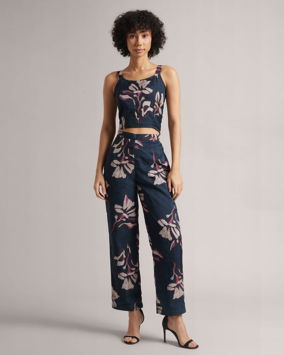 Blue Organza Floral Print Co-Ord Set