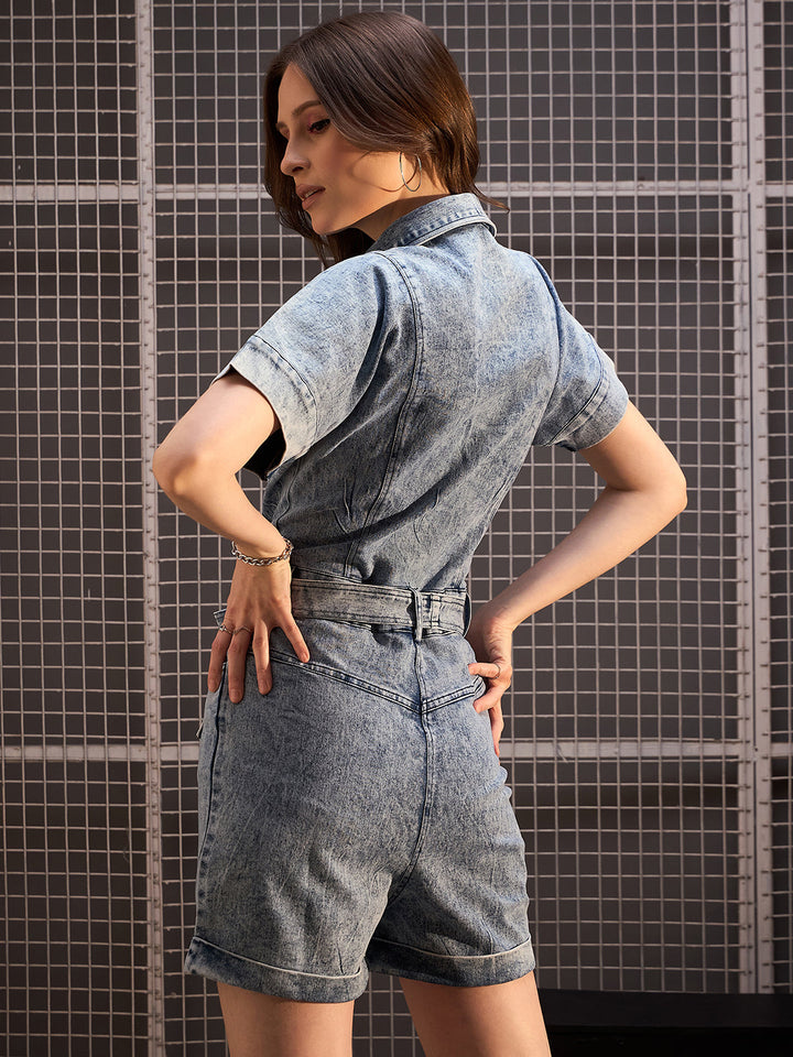 Blue-Polyster-Blend-Denim-Playsuit