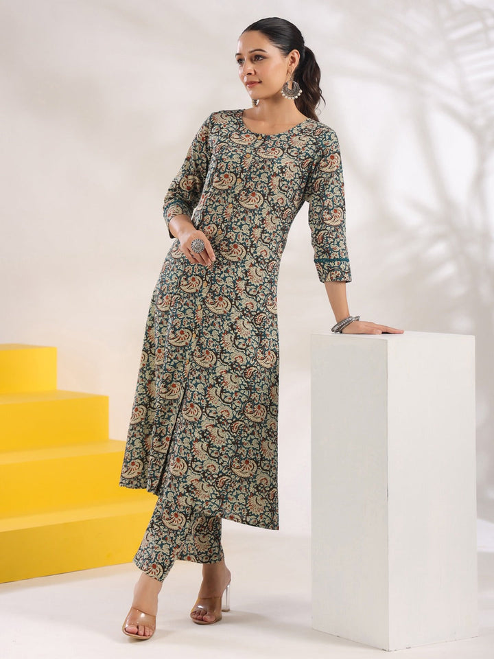 Blue-Cotton-Ethnic-motifs-A-Line-2-Piece-Kurta-Set