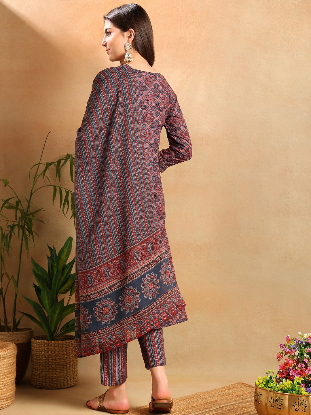 ZERESOUQ-Blue-Rayon-Blend-Ethnic-Motifs-Printed-3-Piece-Kurta-Set