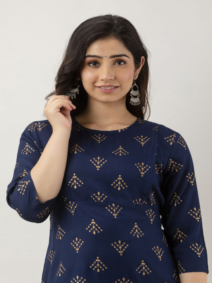 Blue-Rayon-Maternity-&-Feeding-Kurta