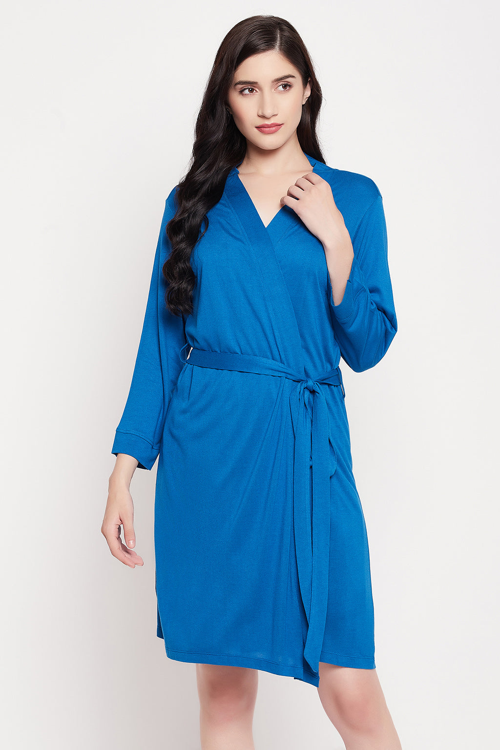 Blue-Viscose-Chic-Basic-Robe-In-Cobalt