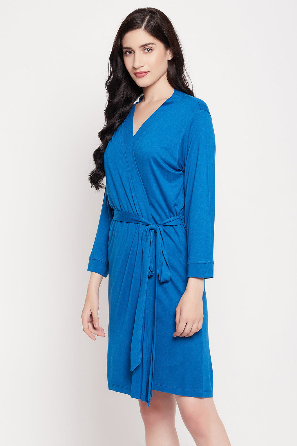 Blue-Viscose-Chic-Basic-Robe-In-Cobalt