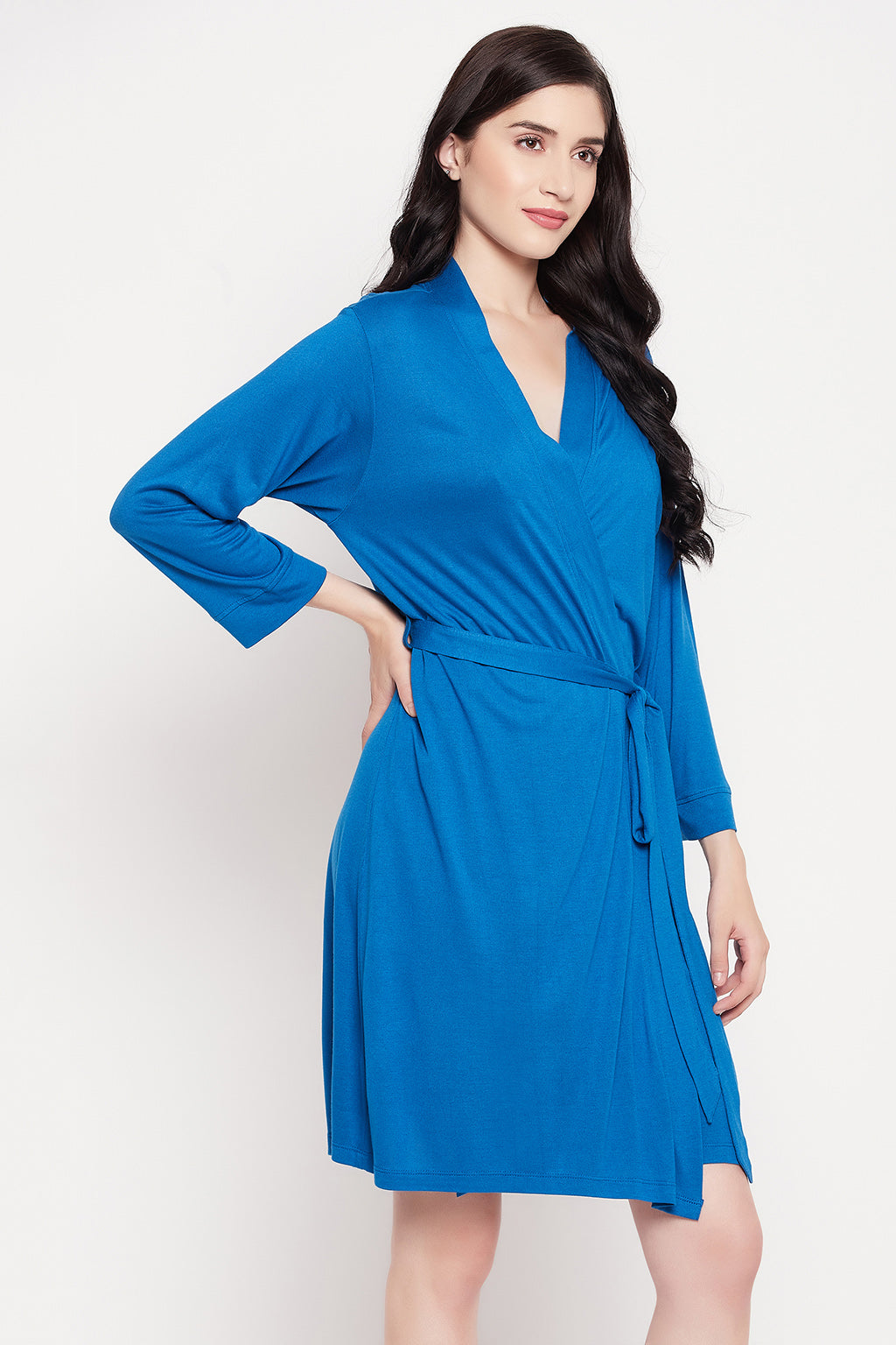 Blue-Viscose-Chic-Basic-Robe-In-Cobalt