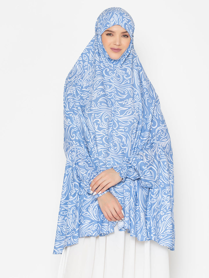 Blue-Viscose-Lily-Blossom-Serene-Namaz-Dupatta