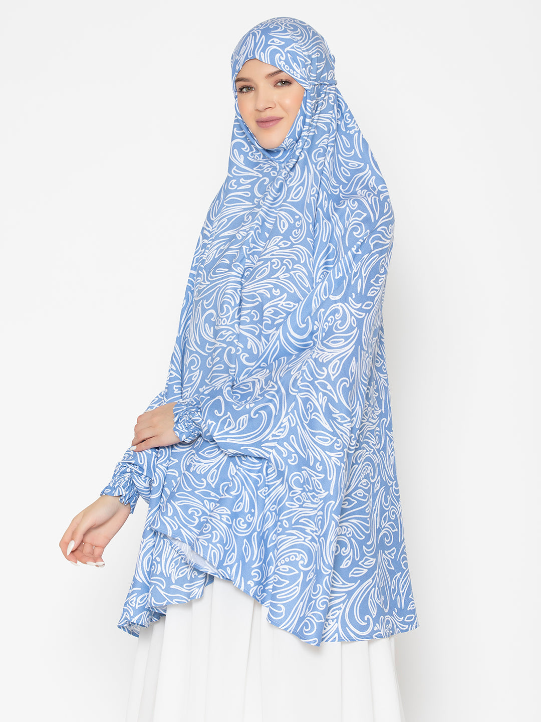 Blue-Viscose-Lily-Blossom-Serene-Namaz-Dupatta