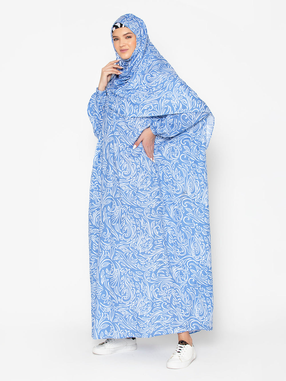 Blue-Viscose-Lily-Blossom-Serene-Prayer-Gown