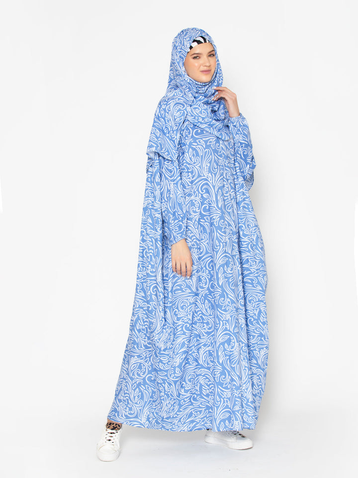 Blue-Viscose-Lily-Blossom-Serene-Prayer-Gown
