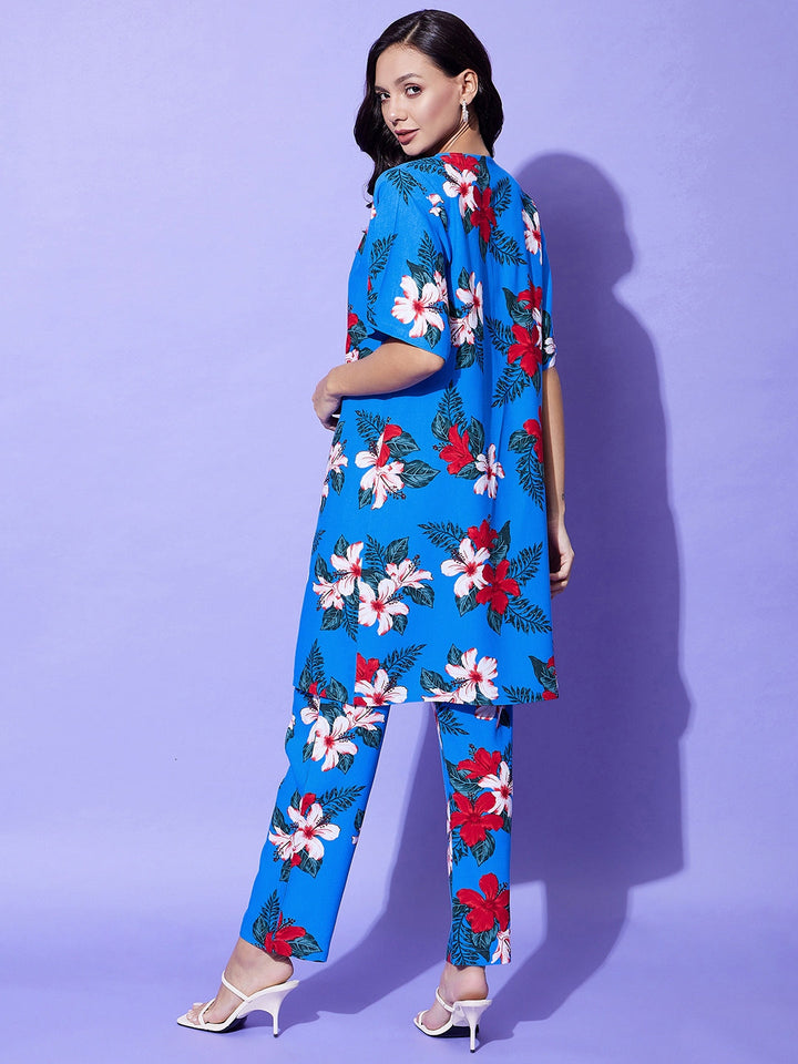 Blue-&-Red-Rayon-&-Satin-Shrug-Top-And-Trousers-3-Piece-Set