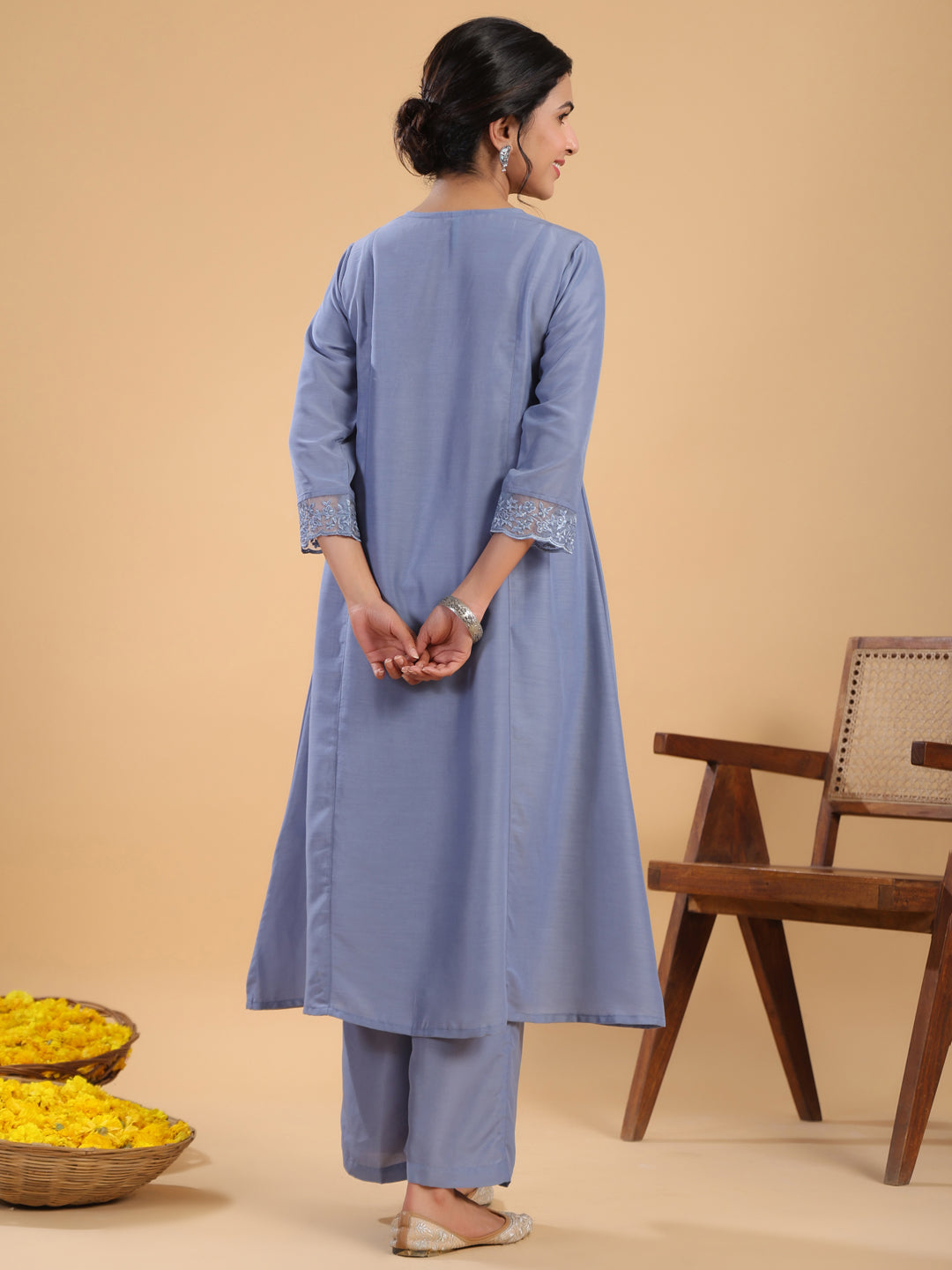 Blue-&-Sage-Muslin-Gathering-2-Piece-Kurta-Set