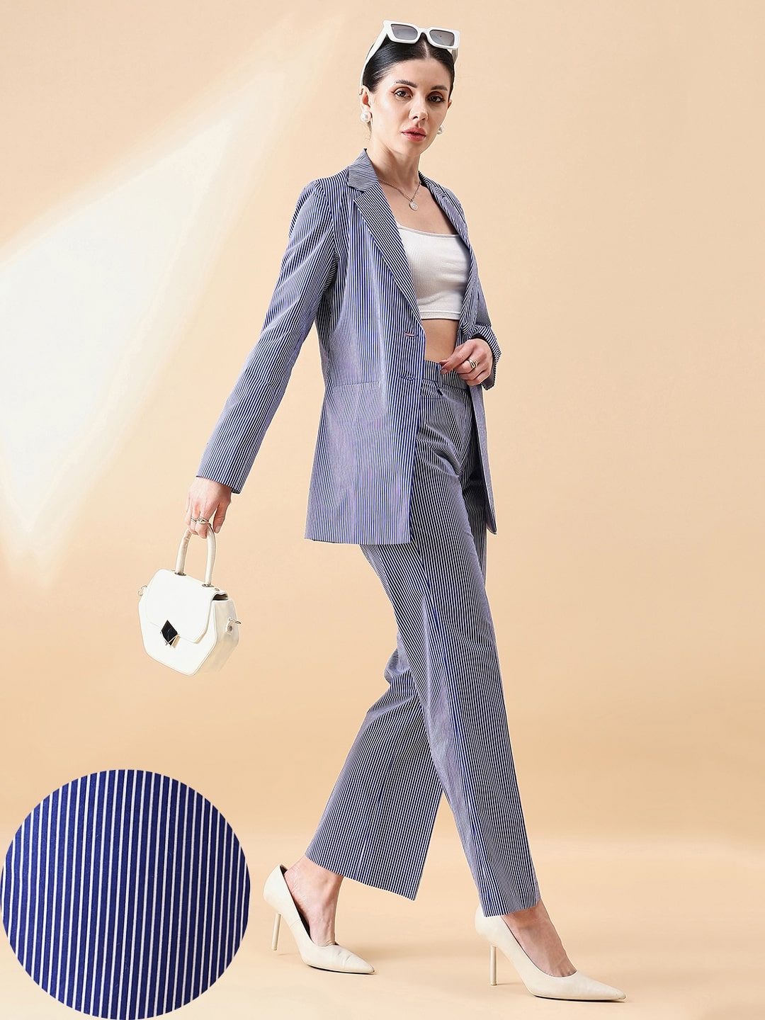 Blue-&-White-Cotton-Stripe-Pant-Suit