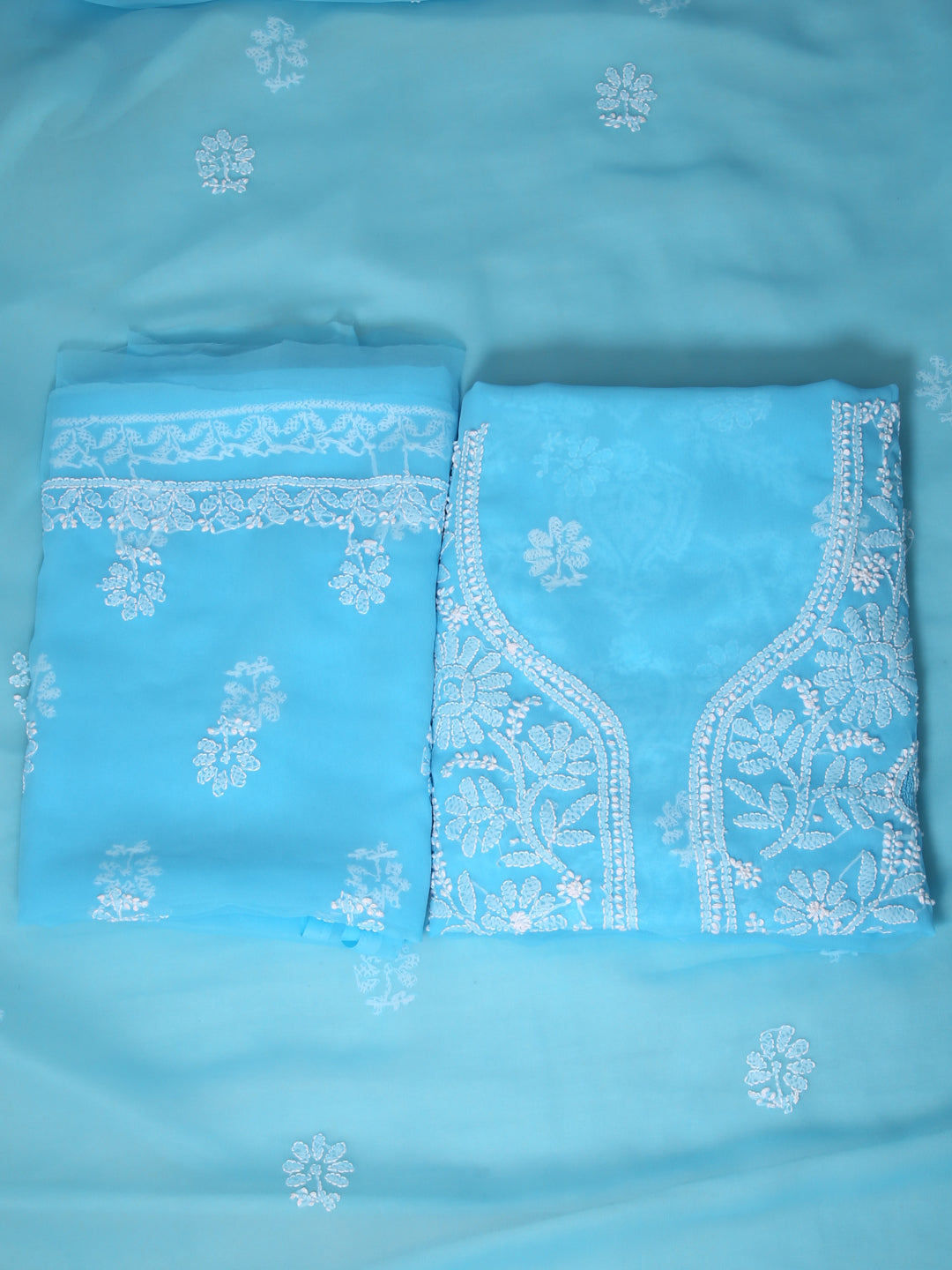 Blue-&-White-Georgette-Chikankari-Dress-Material