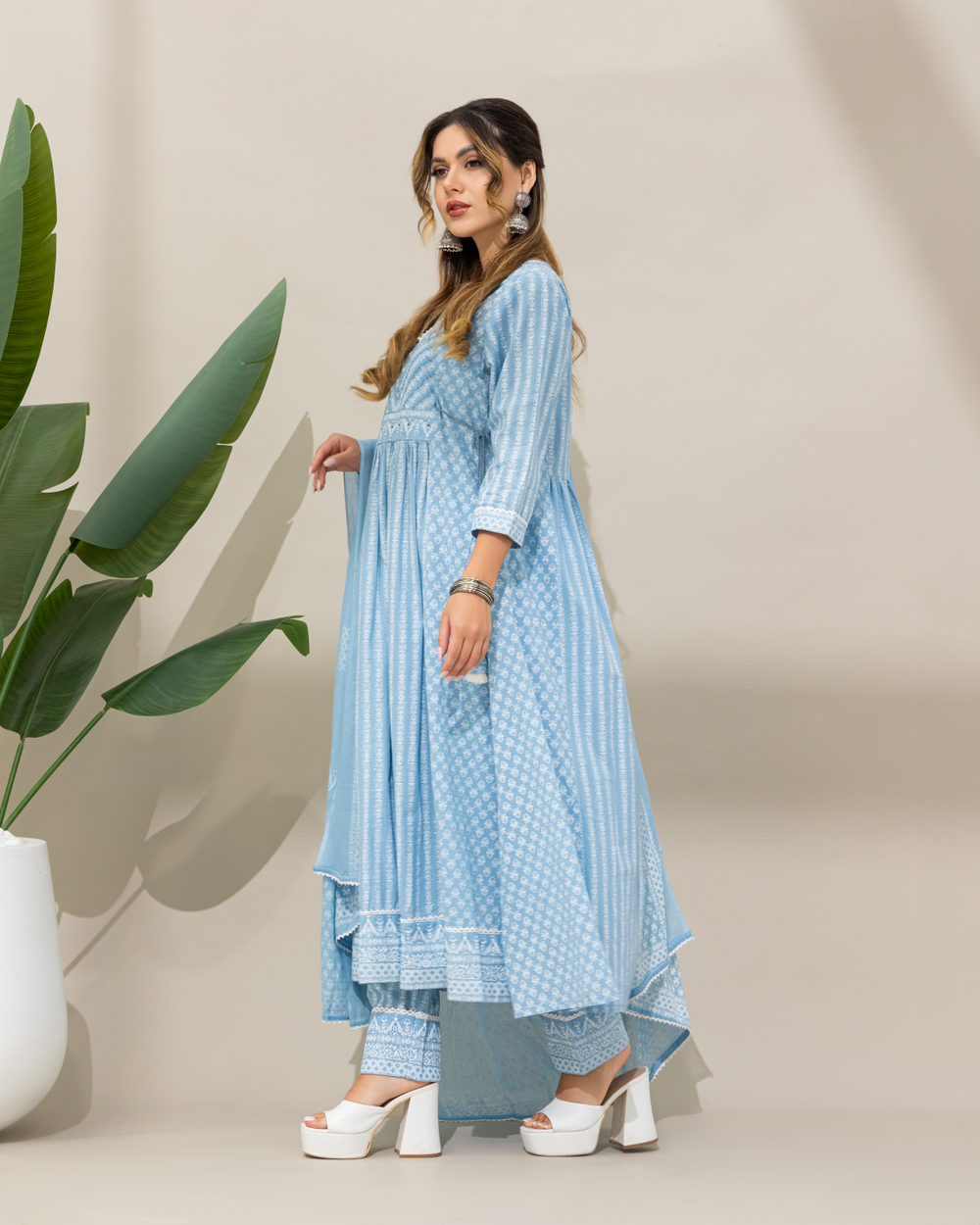 Blue Cotton Kurta Set