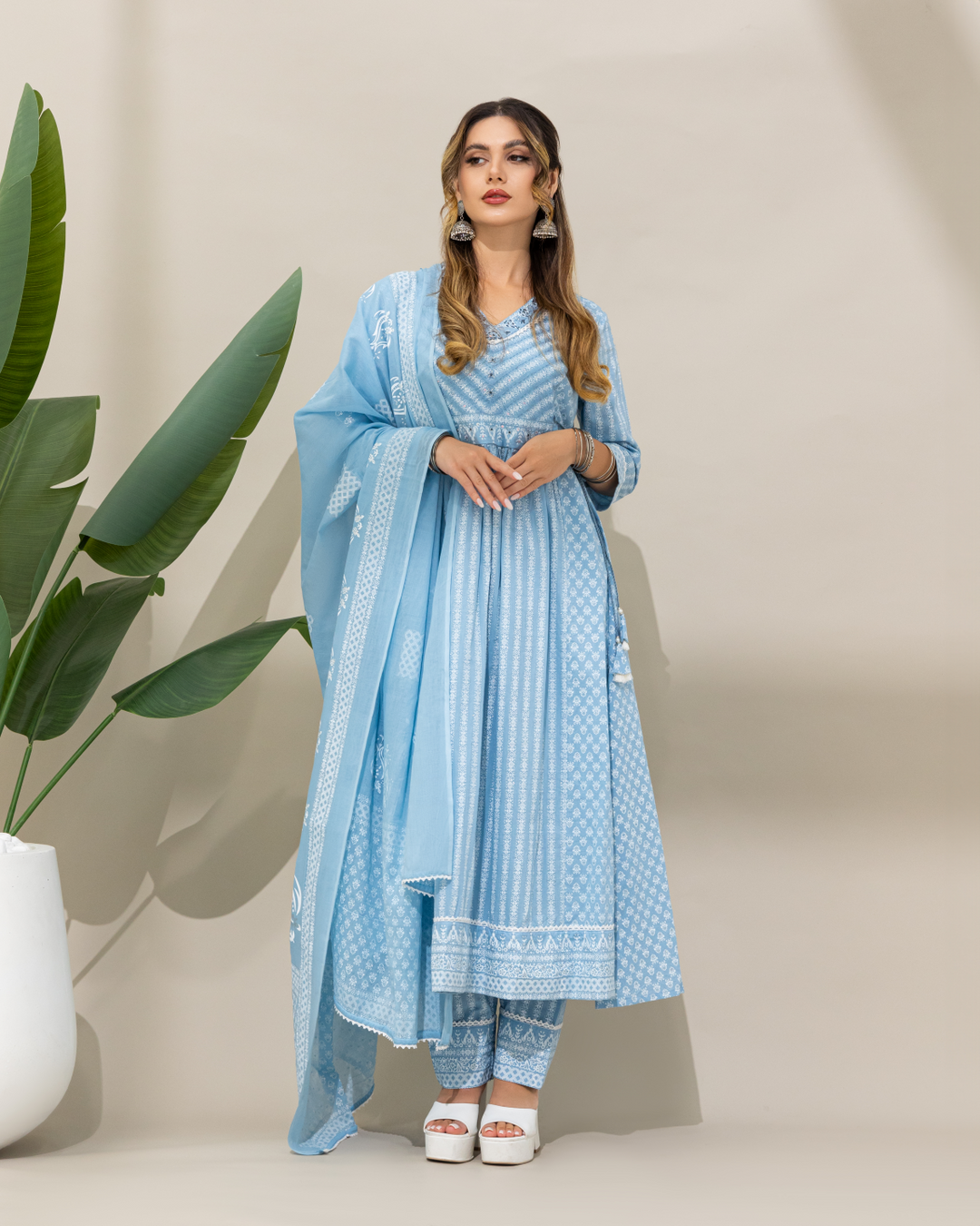 Blue Cotton Kurta Set