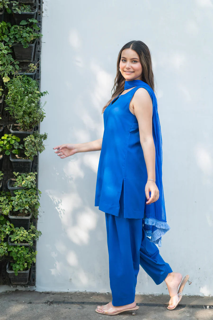 Blue-Cotton-Salwar-Set-With-Georgette-Dupatta