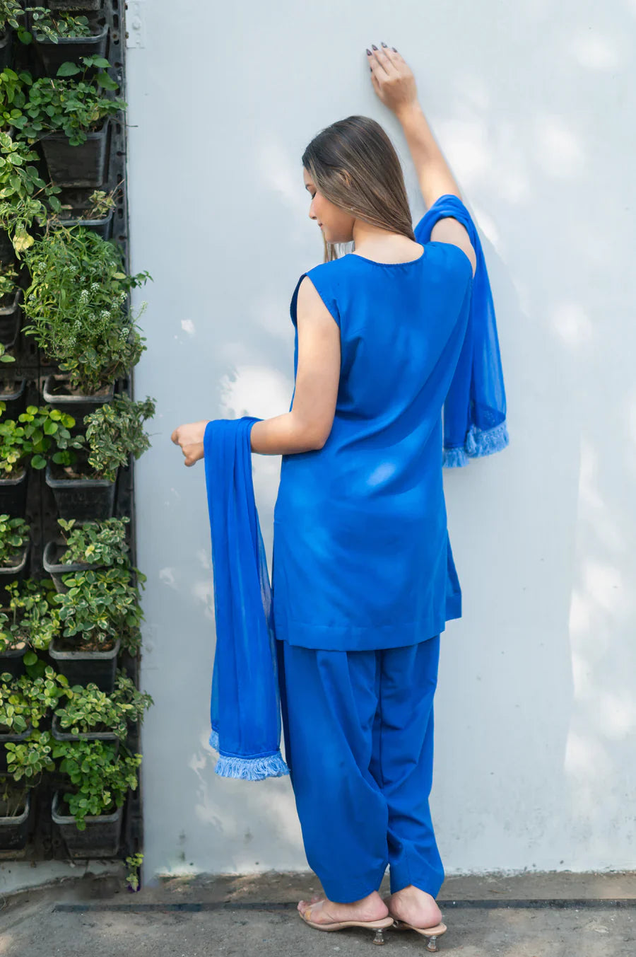 Blue-Cotton-Salwar-Set-With-Georgette-Dupatta