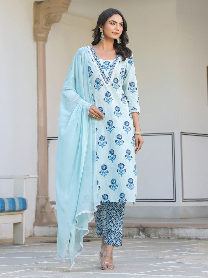 Blue-Cotton-Straight-Floral-Printed-3-Piece-Kurta-Set
