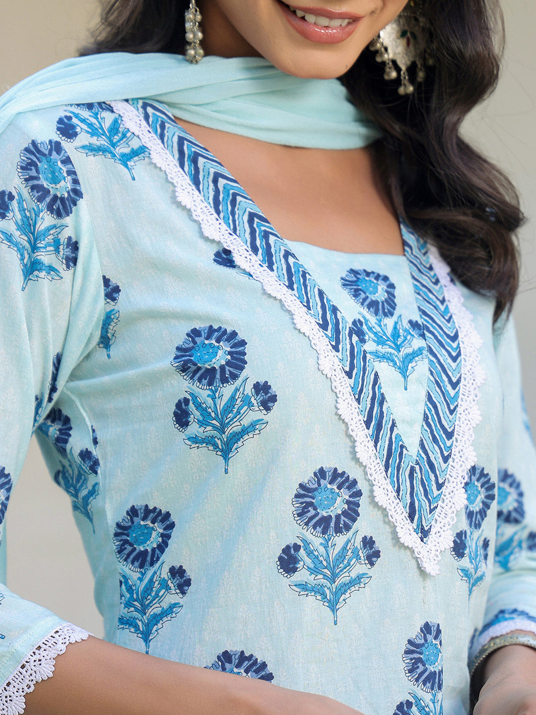Blue-Cotton-Straight-Floral-Printed-3-Piece-Kurta-Set