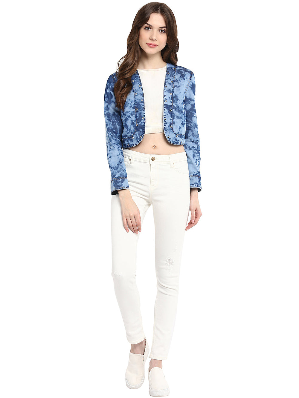 Blue-Denim-Cloud-Effect-Rivet-Short-Shrug