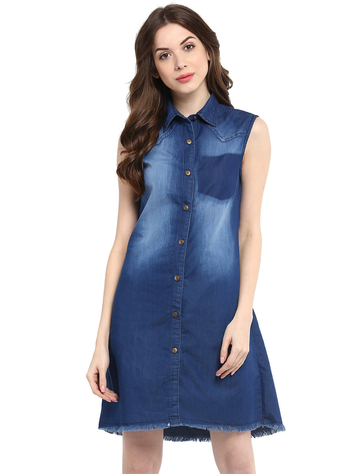 Blue-Denim-Mini-Dress-With-Pocket