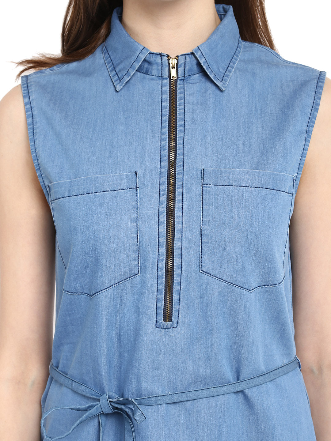 Black-Front-Zip-Sleeveless-Tunic-Mini-Dress