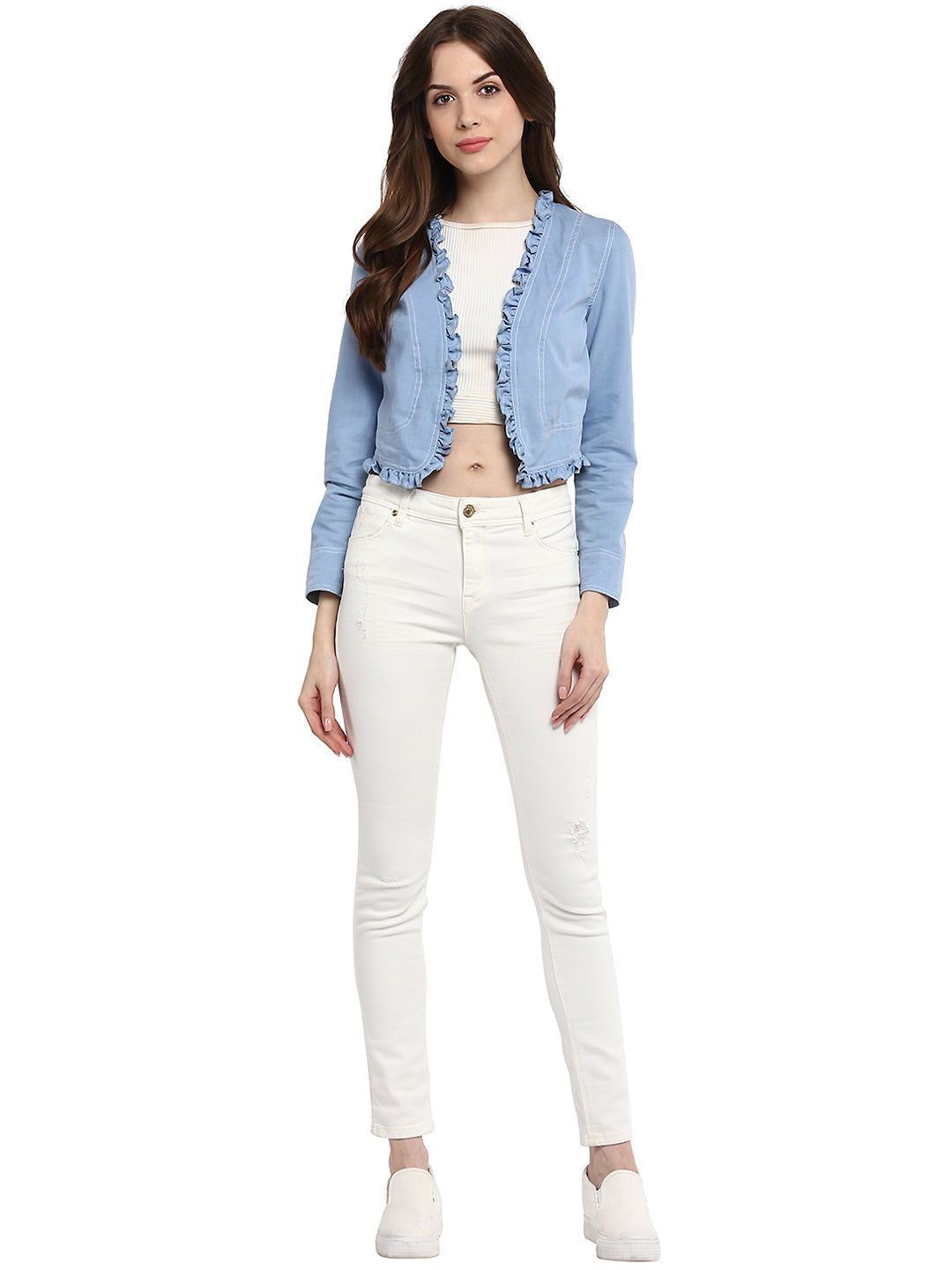 Blue-Denim-Ruffle-Short-Shrug