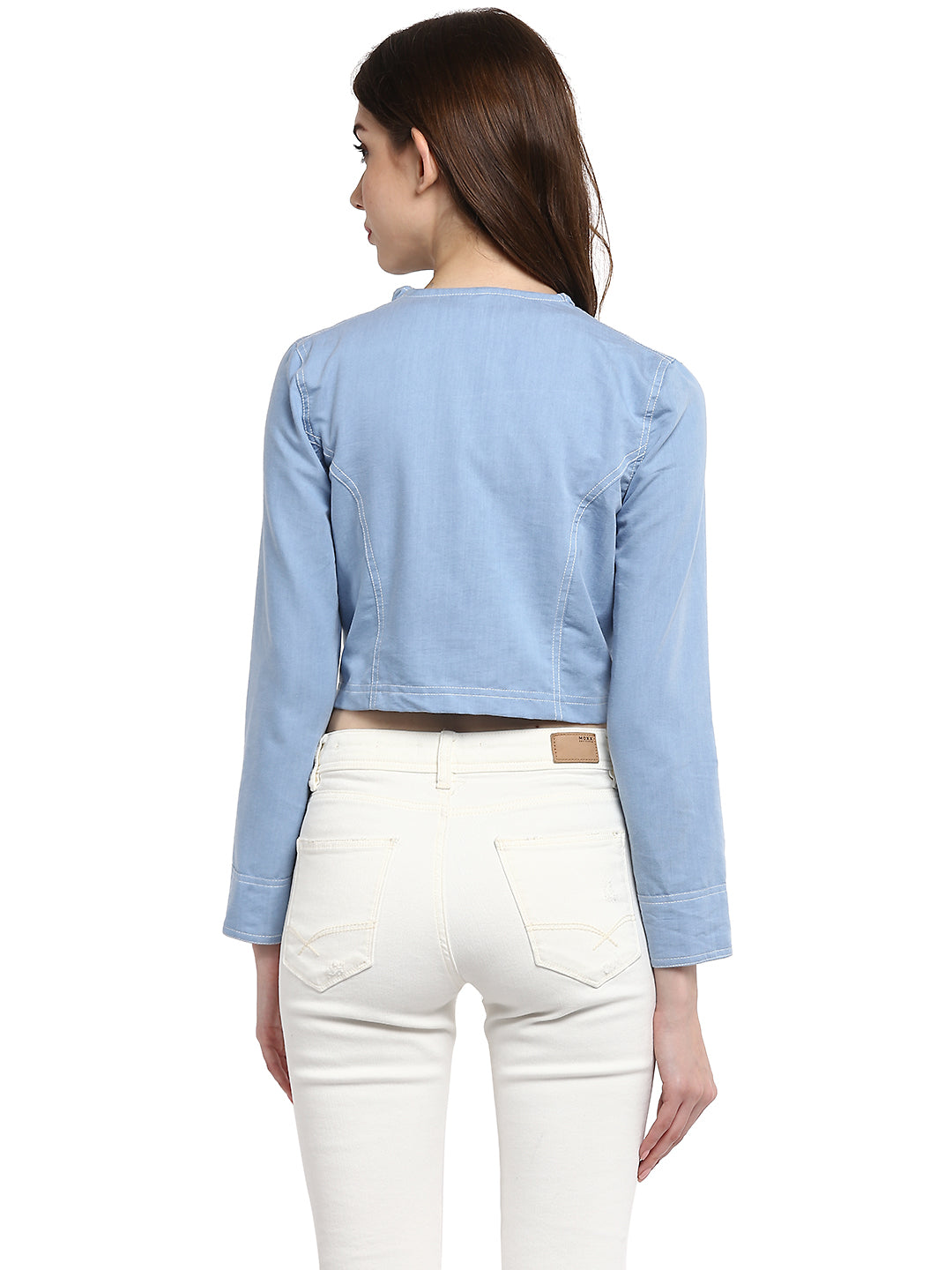 Blue-Denim-Ruffle-Short-Shrug