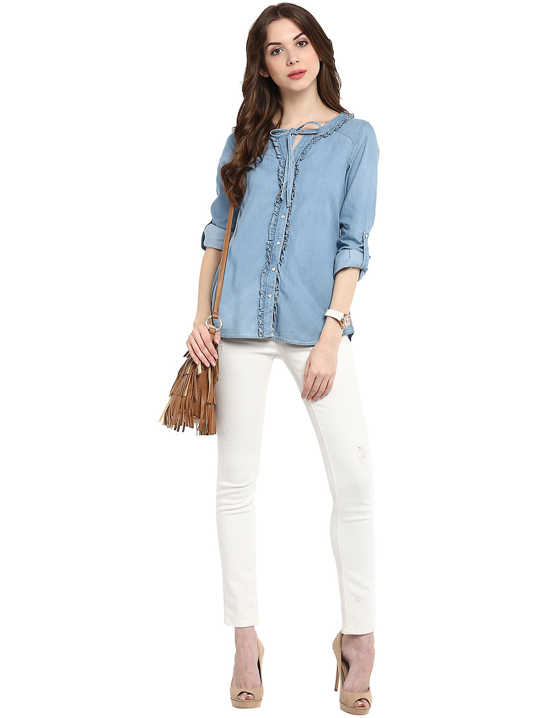 Blue-Denim-Ruffle-Tie-Up-Top