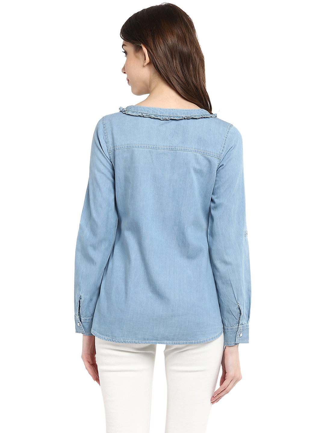 Blue-Denim-Ruffle-Tie-Up-Top
