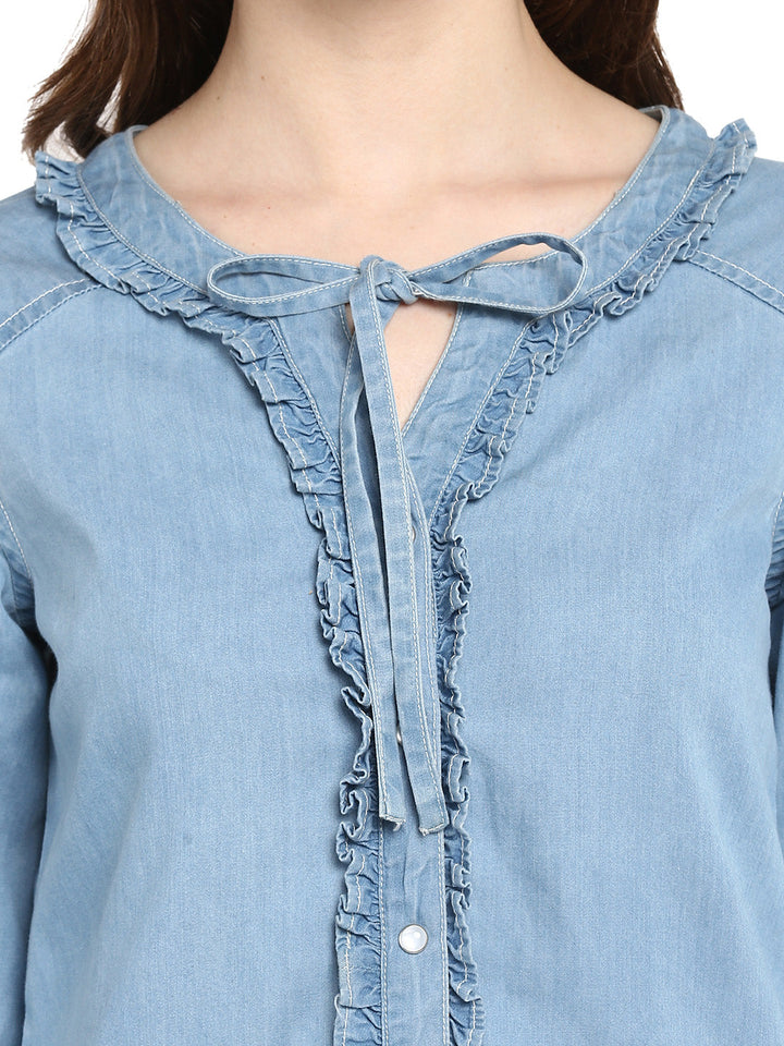 Blue-Denim-Ruffle-Tie-Up-Top