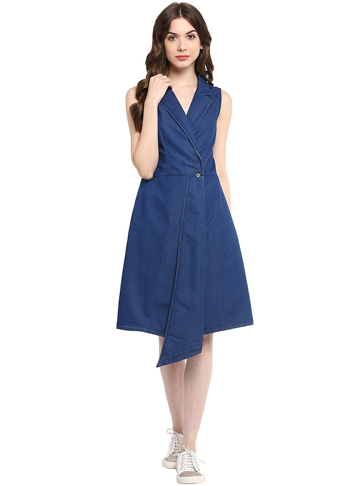 Blue-Denim-Wrap-Mini-Dress-With-Flap