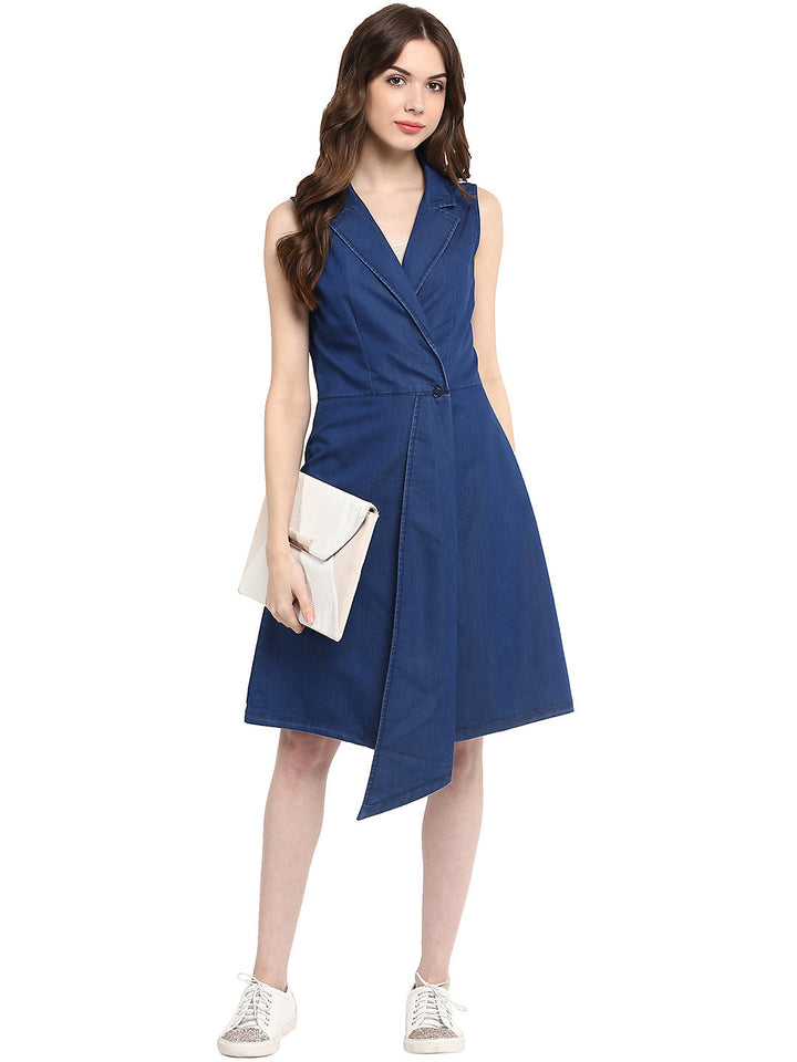 Blue-Denim-Wrap-Mini-Dress-With-Flap