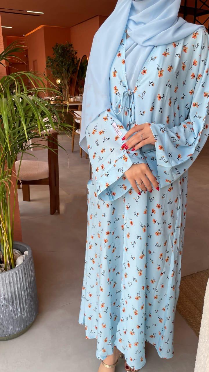 Blue-Georgette-Ice-Berg-Floral-Kimono-&-Sheila-Set