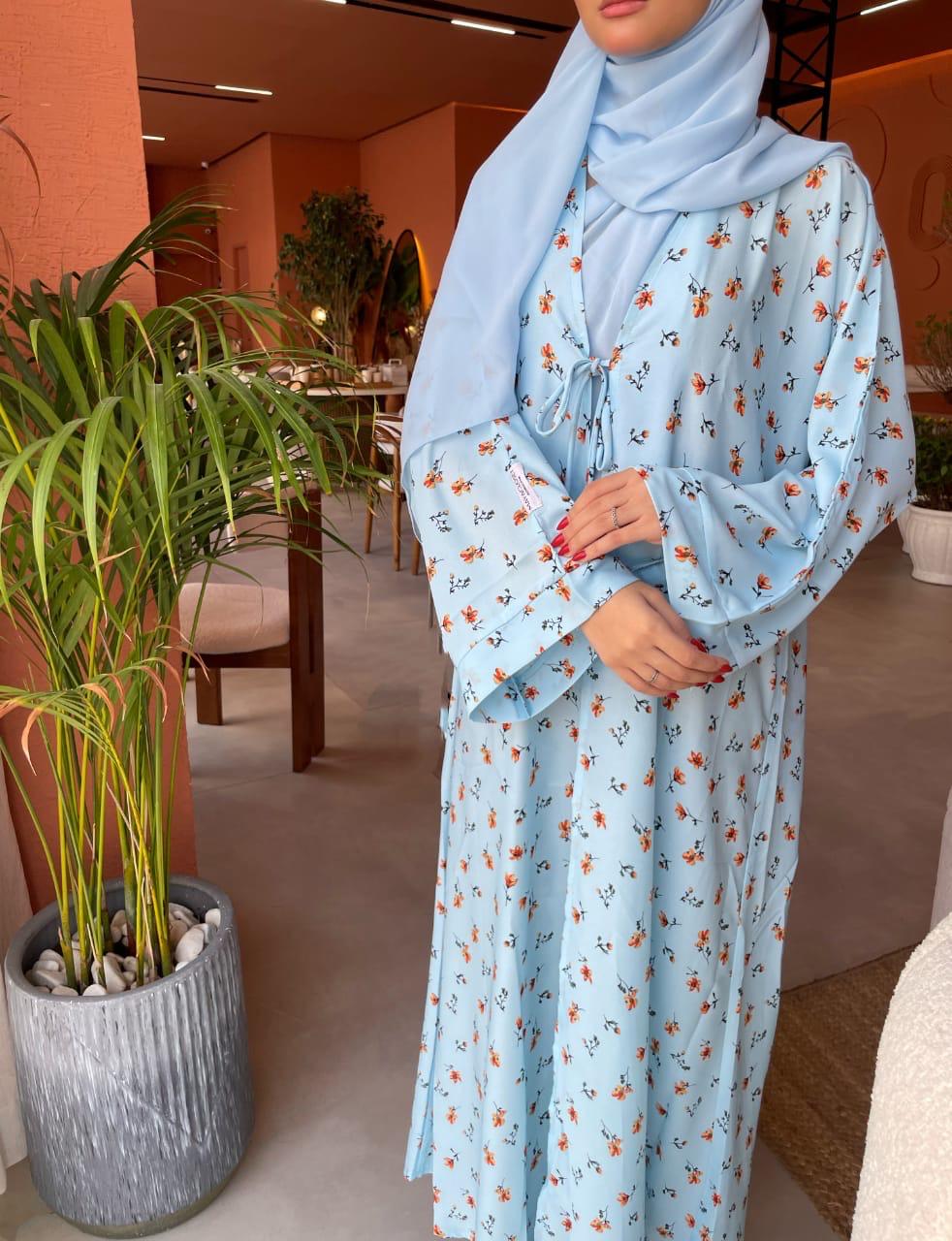Blue-Georgette-Ice-Berg-Floral-Kimono-&-Sheila-Set