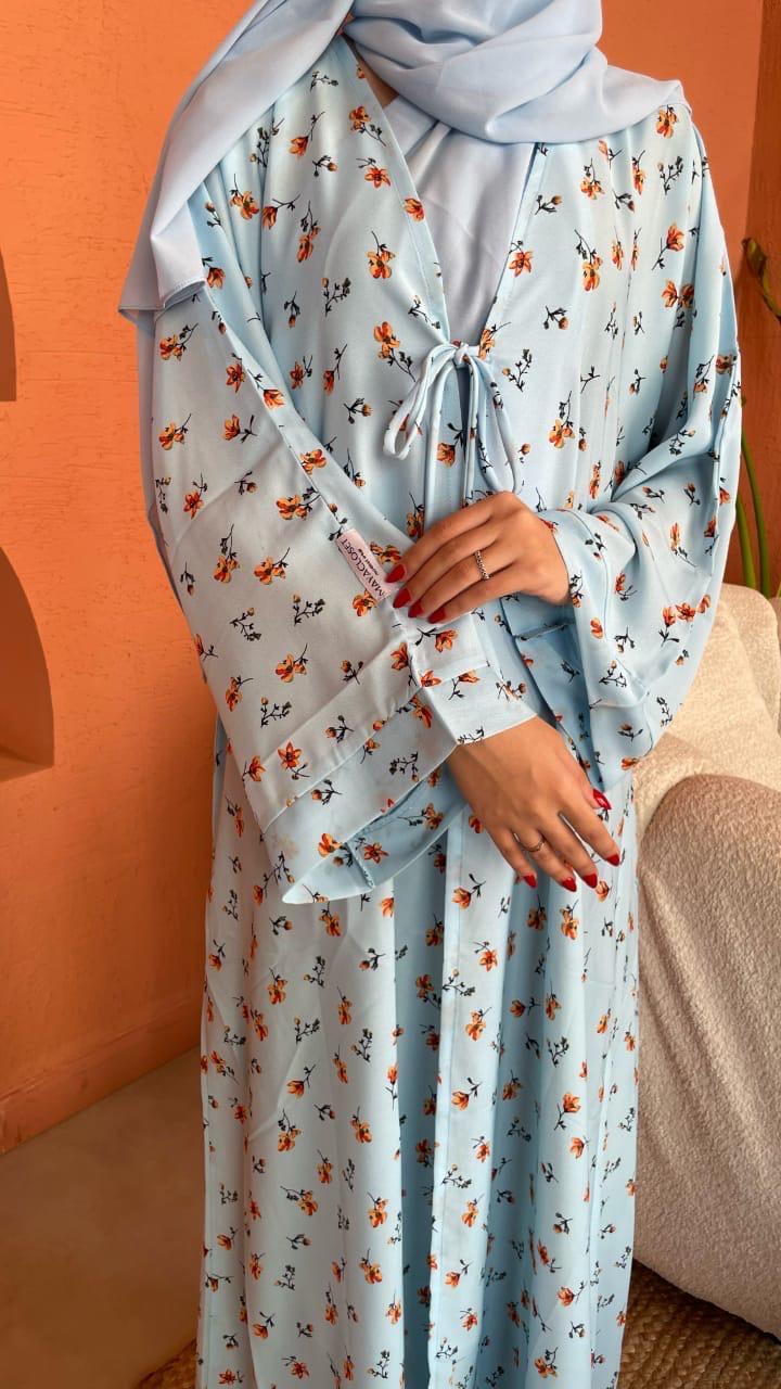 Blue-Georgette-Ice-Berg-Floral-Kimono-&-Sheila-Set