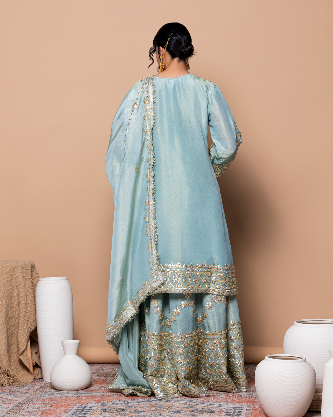 Blue Kanchipuram silk Kurts Set